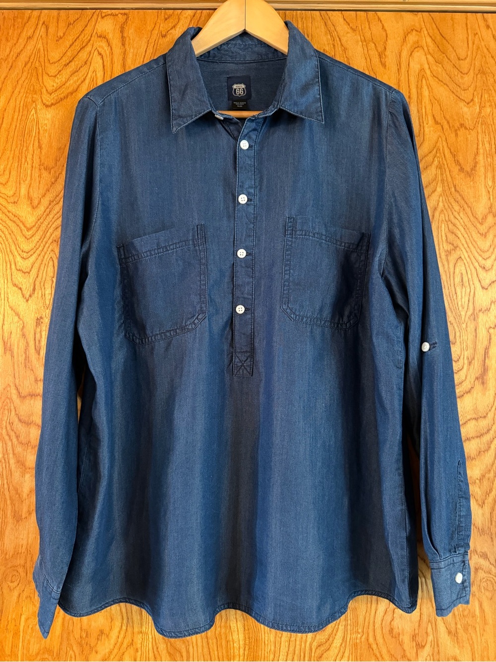 Route 66 Indigo Blue Button-Front Casual Shirt